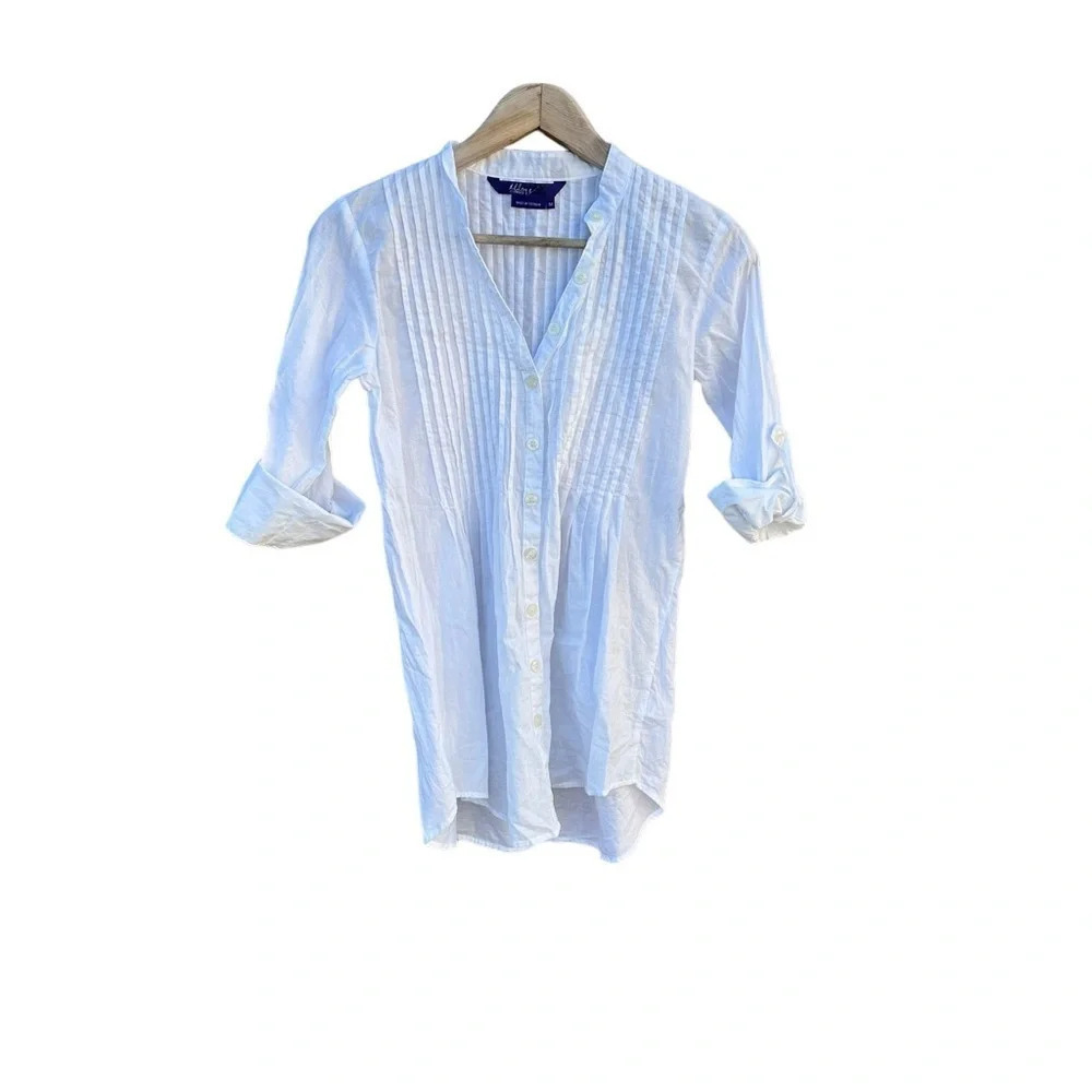 Miley Cyrus Max Azria women's white long sleeve button down blouse medium